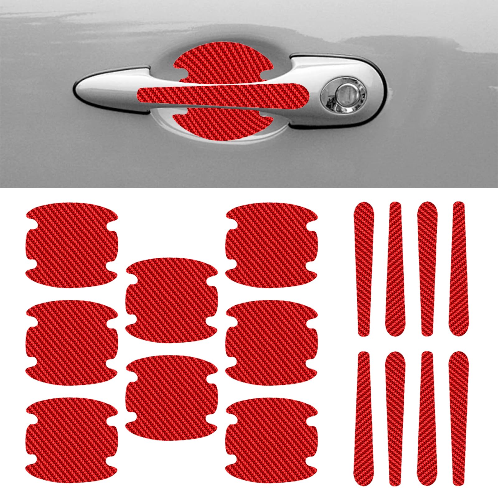 16Pcs Auto Türgriff Schutz Auto Türgriff Kratzschutz Hochwertiges Kohlefasermaterial Türgriff Cup Schutzfolie Universal Auto Türgriff Lack Guard Abdeckung Schützt Vor Kratzern und Beschädigungen von Geaanen