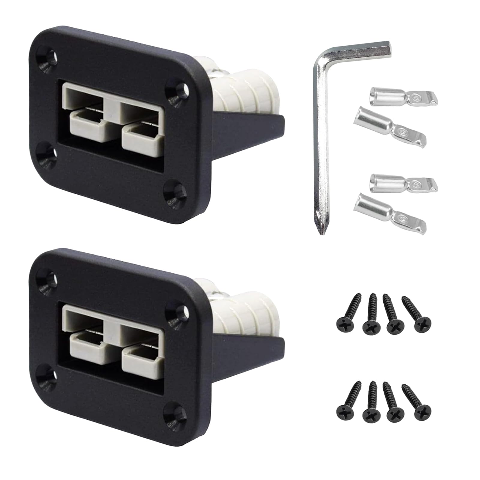 Geaanen 2Pcs 50A Stecker für Kompatibel Mit Anderson Stecker 50A für Kompatibel Mit Anderson Unterputz Kompatibel mit Anderson stecker mit Montageplatte Abdeckung für Wohnwagen Boot LKW Gabelstapler von Geaanen