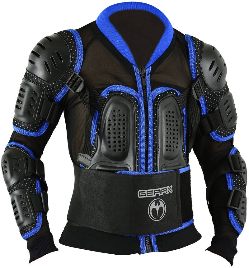 Kinder Motocross Rüstung Rücken Motorrad Schutz Jacke - Blau, L von GEARX