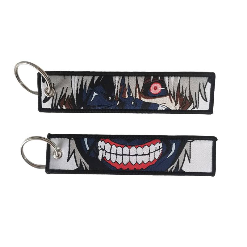 Gearcatweel 1 Packung Anime Keychain Tag Jet Tag Schlüsselanhänger Cartoon bestickt mit Schlüsselanhänger für Motorräder Autozubehör, Kg-01 von Gearcatweel