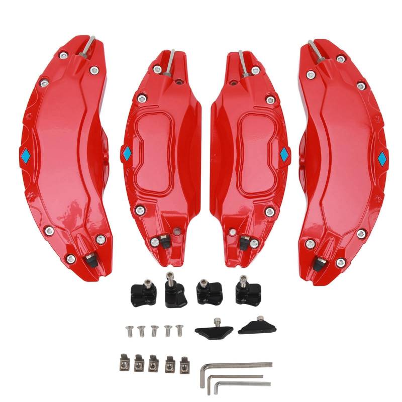 4 Stück Radnaben-Bremssattelabdeckungen, Scheibenbremssattel-Schutzabdeckungen für 19 Zoll 20 Zoll Radnabe, geeignet für Rad 255 45, R19, 255 40, R20 (Red) von Gearwell