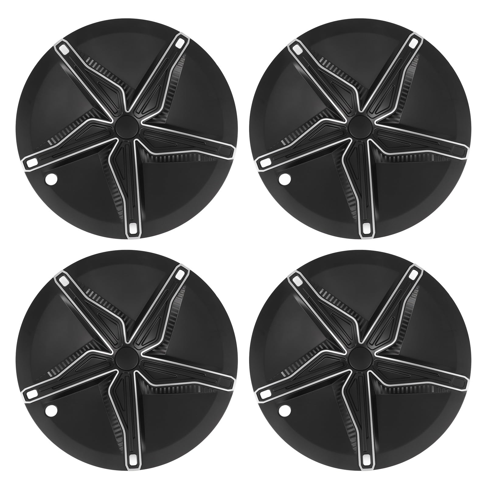 Gearwell Wheel Hub Cap, Seestarfish Style Wheel Decke, kompatibel mit Modell Y 19in Hub 2021-2024, 4pcs Hubcap-Set, Full Wrap Hub Deck (Silver Black Combo) von Gearwell