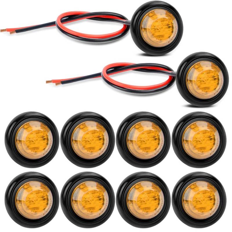 Gebildet 10Stück 12V Runde Umriss LED Vorne Hinten Seitenblinker Bullet Marker Light (Gelb) von Gebildet