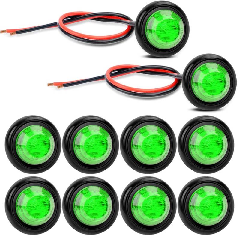 Gebildet 10Stück 12V Runde Umriss LED Vorne Hinten Seitenblinker Bullet Marker Light (Grün) von Gebildet