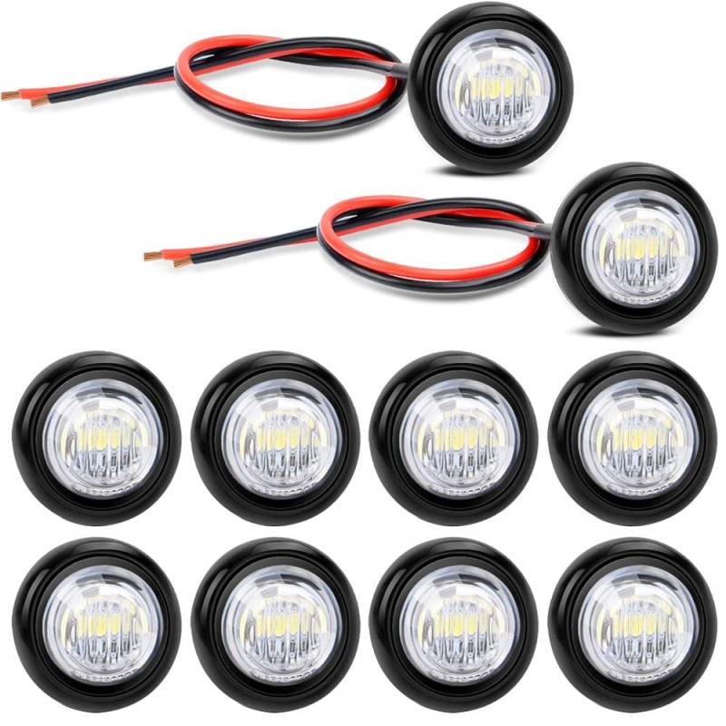 Gebildet 10Stück 12V Runde Umriss LED Vorne Hinten Seitenblinker Bullet Marker Light (Weiß) von Gebildet