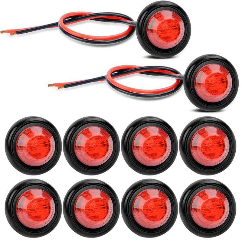 Gebildet 10pcs Runde LED Vorne Hinten Seitenmarkierungsanzeigen Licht Wasserdichte Kugel Abstand Licht(12V Rot) von Gebildet