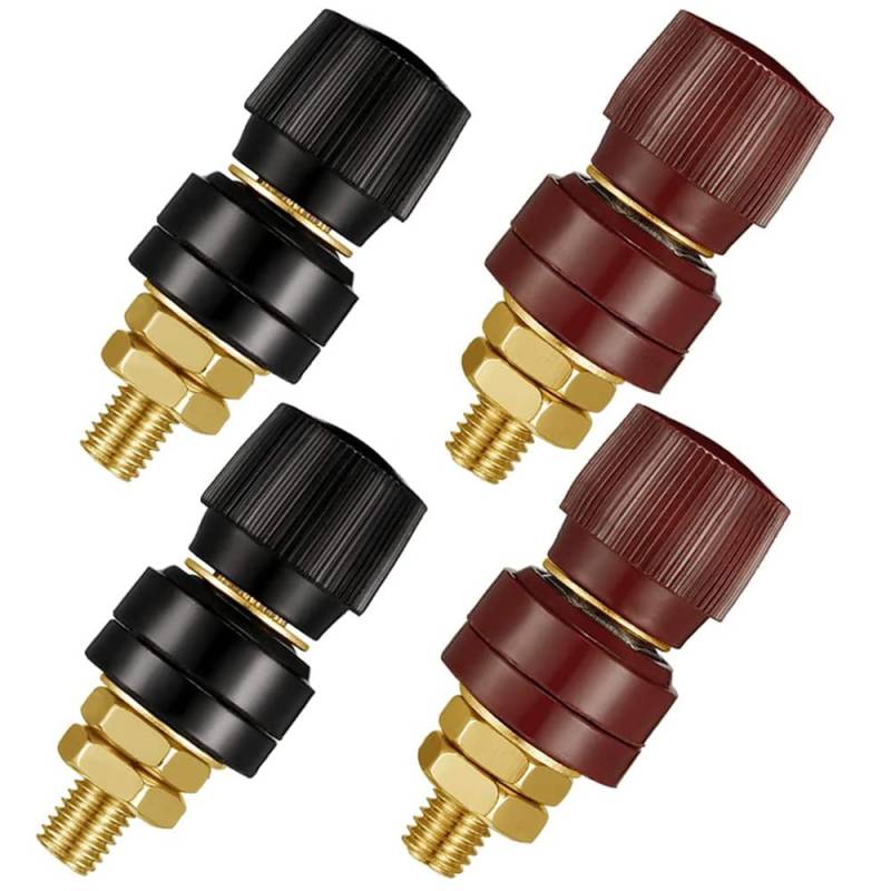 Gebildet 4pcs 555 Rein Messing Polklemme M8 Kupferschraube 6mm Spannungsregler Klemmleiste Stromanschluss Rot und Schwarz 0V-380V/200A von Gebildet