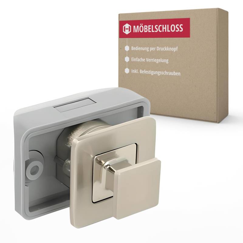 Gedotec Push Lock Schloss Wohnmobil I Camping Schubladen Verschluss wie Pull Lock I Möbelschloss Square Latch I Camper Ausbau Möbel I Druckknopfverriegelung quadratisch Wandstärke 12-16mm von Gedotec