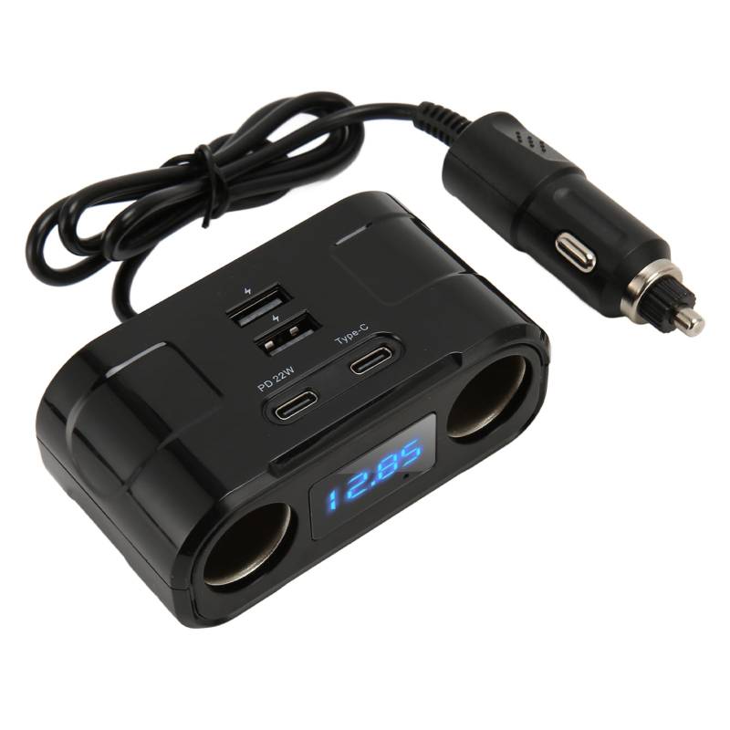 Zigarettenanzünder-Adapter, 12T auf 24V USB-Typ-C-Anschluss, Auto-Steckdosen-Splitter-Adapter für LKW von Gedourain