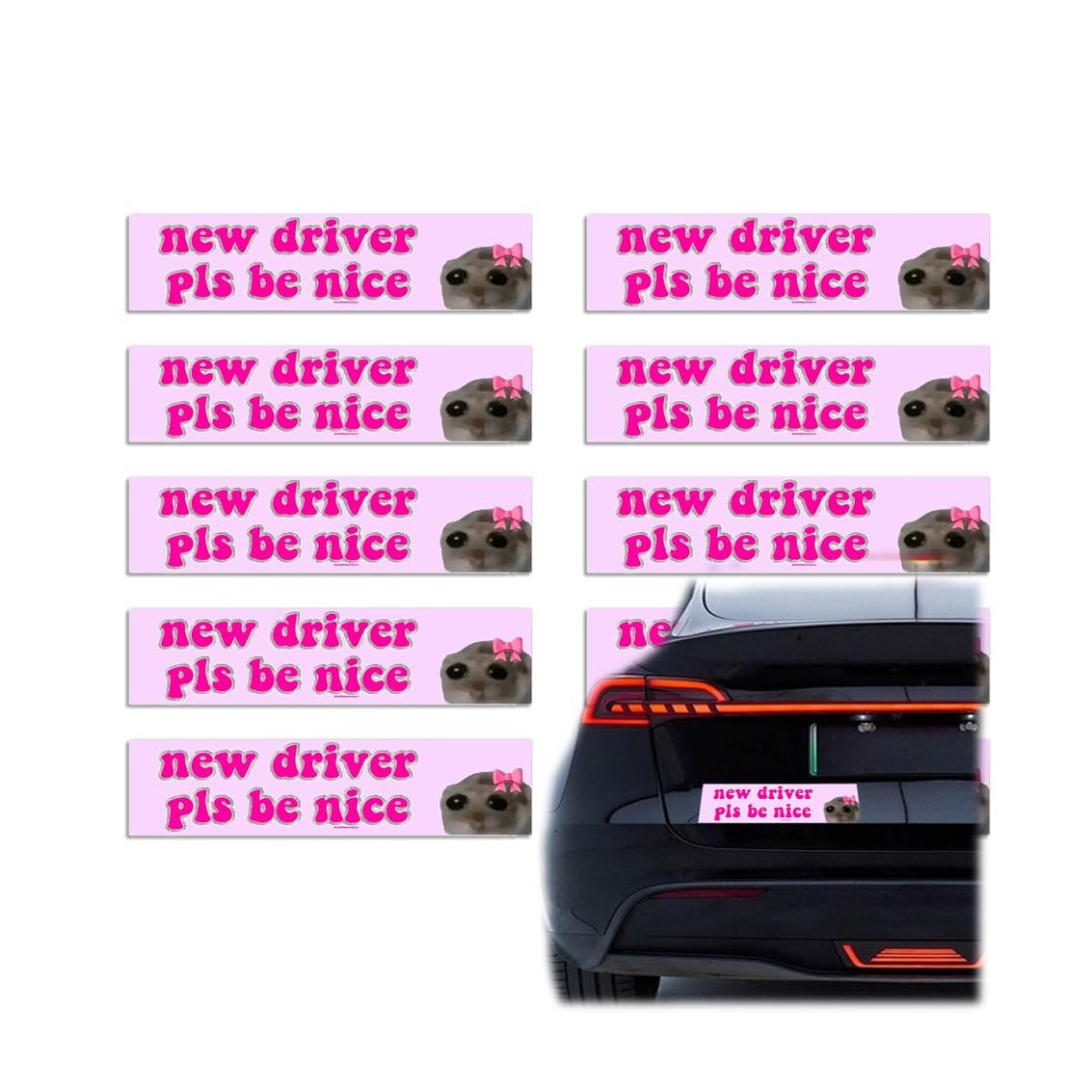 Schöner Fahrer Autoaufkleber | 10STK lustige traurige Hamster Meme Sticker I lustige Aufkleber | Autoaufkleber Geschenk „I Don't Know How to Drive“ | Neue Fahrer für Fahranfänger (pls be Nice) von Gehanico