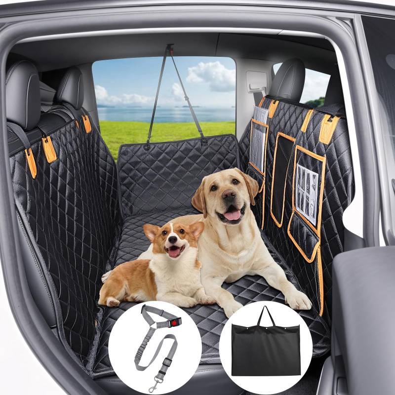 Hundedecke Auto Rückbank,Hunde Autositz Rückbank Hardsohle Rücksitzverbreiterung,Wasserdicht Autodecke Hund Rückbank,Hundeautositz Reise & Transport für Auto,SUV,Truck (Rücksitz Hartboden-Tiermatten) von Gelivable