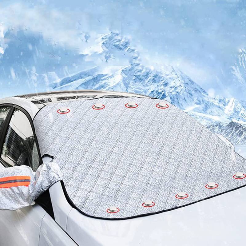 Abdeckung Windschutzscheibe Winter Kompatibel mit Citroen C1 C2 C3 C4 C4L C5 C6, Auto Sonnenschutz, Faltbare Windschutzscheibenabdeckung mit 9 Magnet Und 2 Spiegelabdeckungen von Gemesan