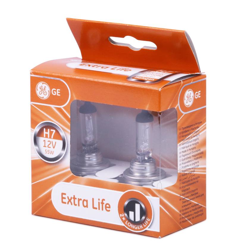 GE General Electric H7 12V 55W Halogen Extra Life 2er Set 58520DPU PX26d in der GE box von General Electric