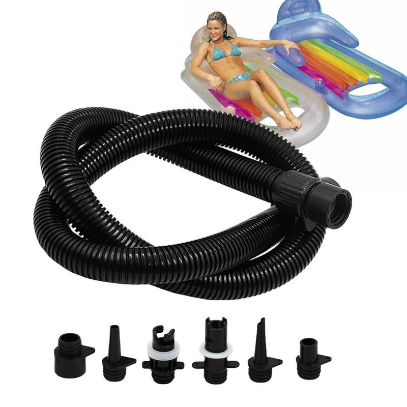 1 Set Luftschlauch-Set – Verlängerungs-Luftschlauch-Set, aufblasbares Pumpen-Verlängerungsrohr | Verbindungssets für aufblasbare Schläuche, Zubehör für Schwimmzeltpumpen mit 6 Düsen für Floß, aufblasb von Generic