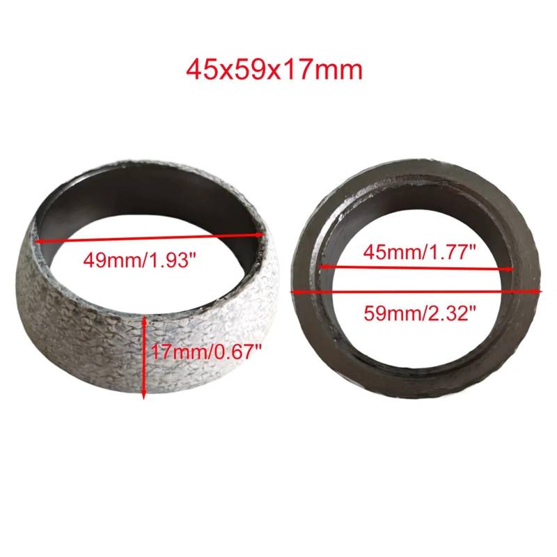 1 Stücke Auto Schalldämpfer Auspuffrohr Graphit Dichtung Dichtung 35mm-75mm Durchmesser Auspuff Endrohr Donut Dichtung Schalldämpfer Dichtung(45x59x17mm) von Generic