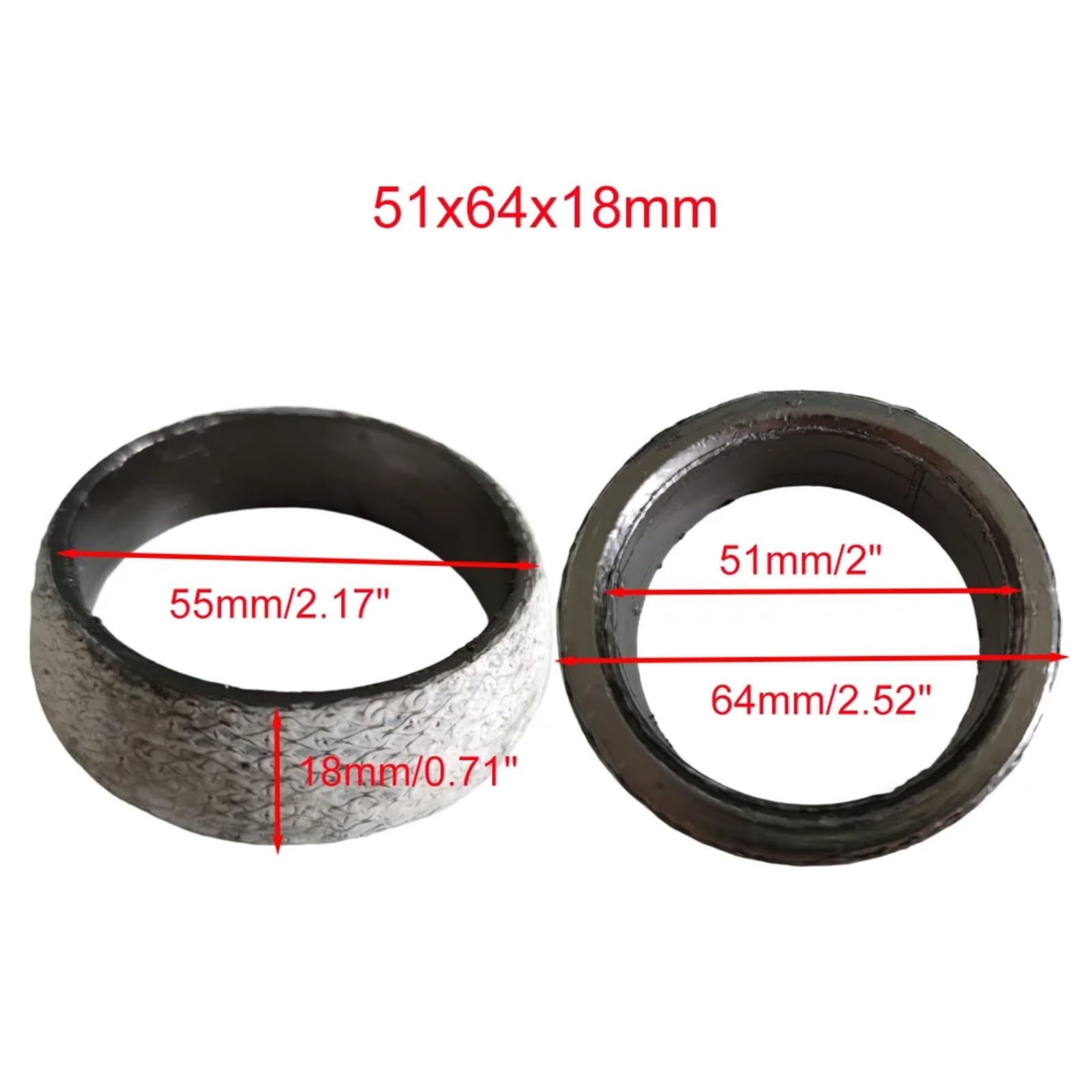 1 Stücke Auto Schalldämpfer Auspuffrohr Graphit Dichtung Dichtung 35mm-75mm Durchmesser Auspuff Endrohr Donut Dichtung Schalldämpfer Dichtung(51x64x18mm) von Generic