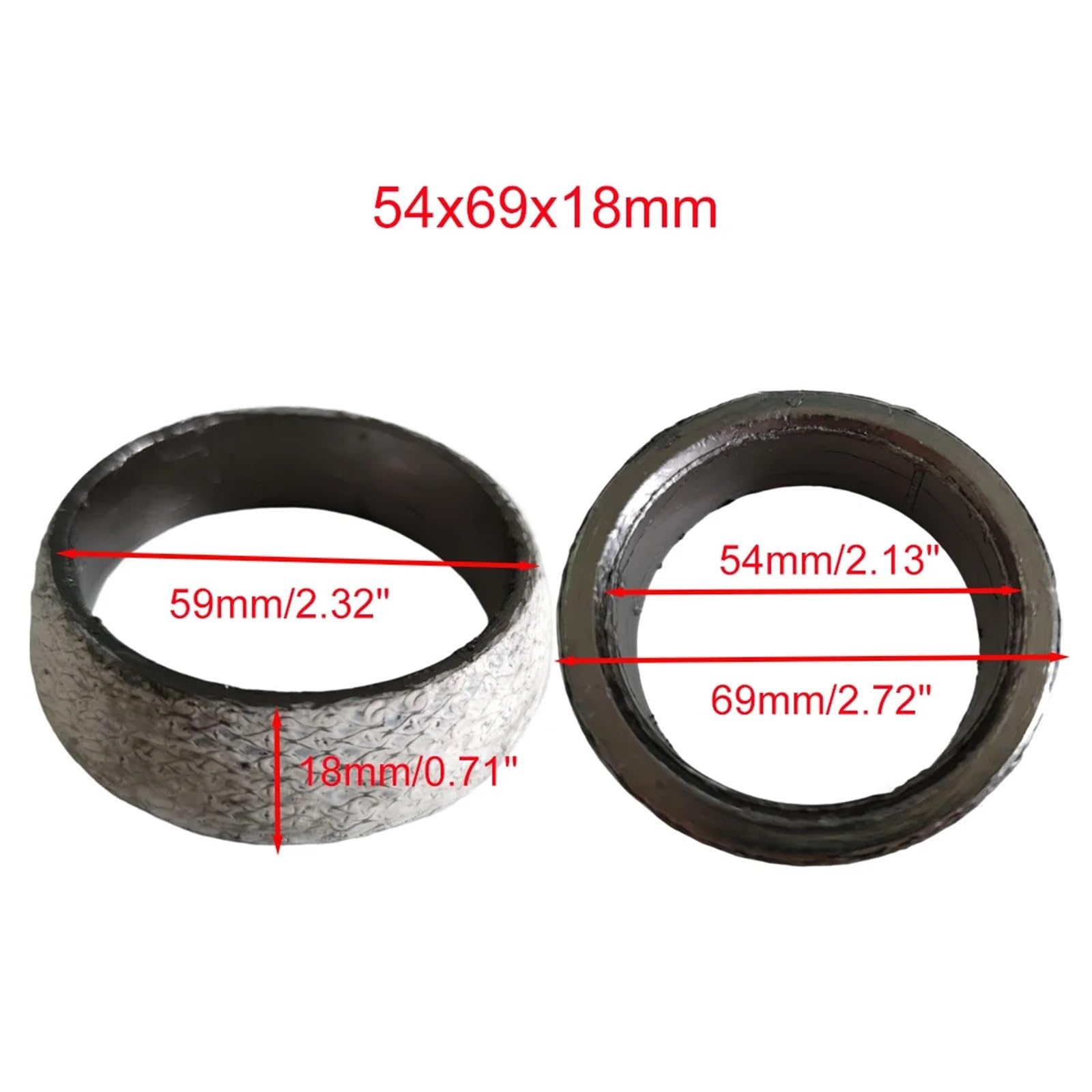 1 Stücke Auto Schalldämpfer Auspuffrohr Graphit Dichtung Dichtung 35mm-75mm Durchmesser Auspuff Endrohr Donut Dichtung Schalldämpfer Dichtung(54x69x18mm) von Generic