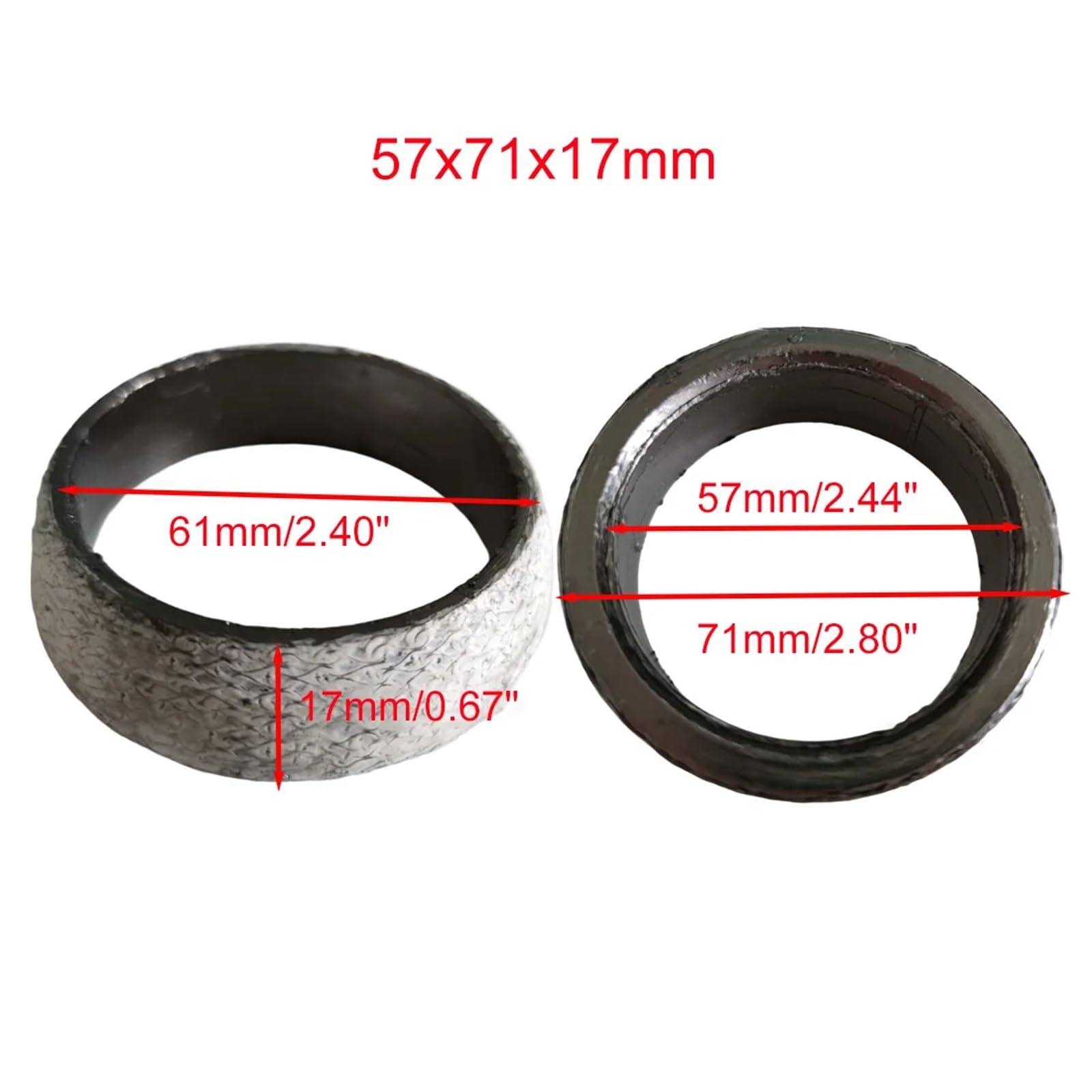 1 Stücke Auto Schalldämpfer Auspuffrohr Graphit Dichtung Dichtung 35mm-75mm Durchmesser Auspuff Endrohr Donut Dichtung Schalldämpfer Dichtung(57x71x17mm) von Generic