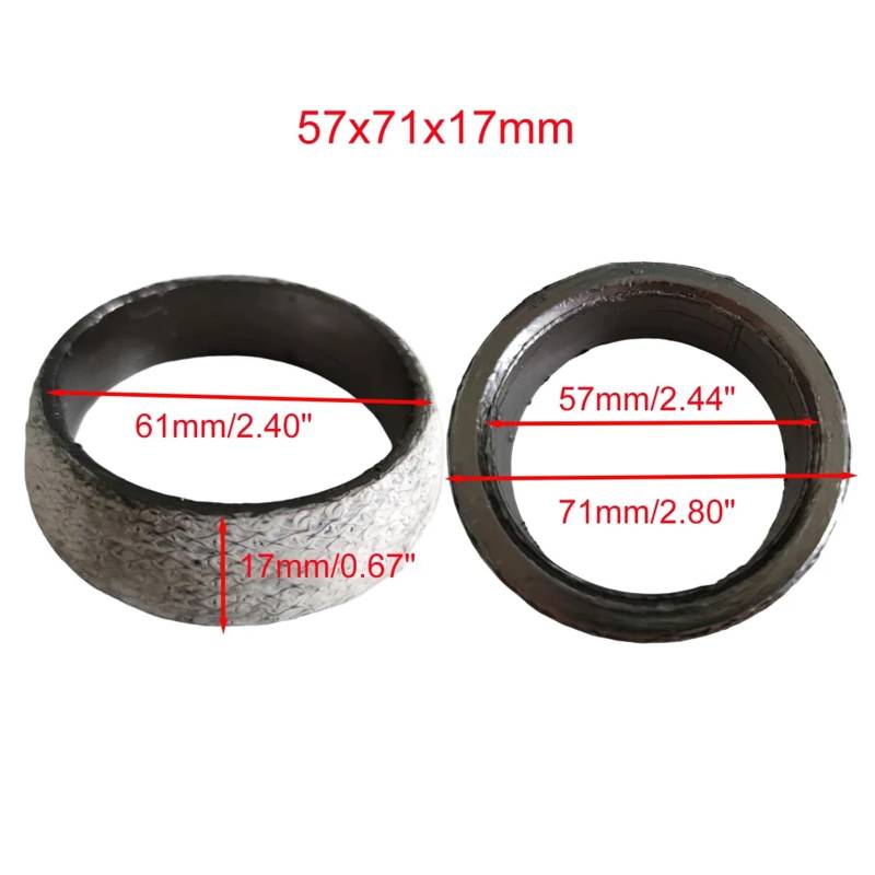 1 Stücke Auto Schalldämpfer Auspuffrohr Graphit Dichtung Dichtung 35mm-75mm Durchmesser Auspuff Endrohr Donut Dichtung Schalldämpfer Dichtung(57x71x17mm) von Generic