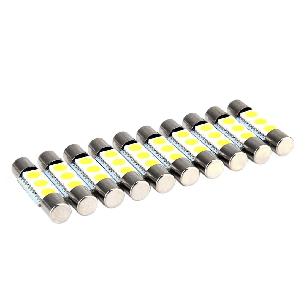 10 Stück Automotive LED Leselampen Flachkopf 5050-3SMD Weiß von Generic