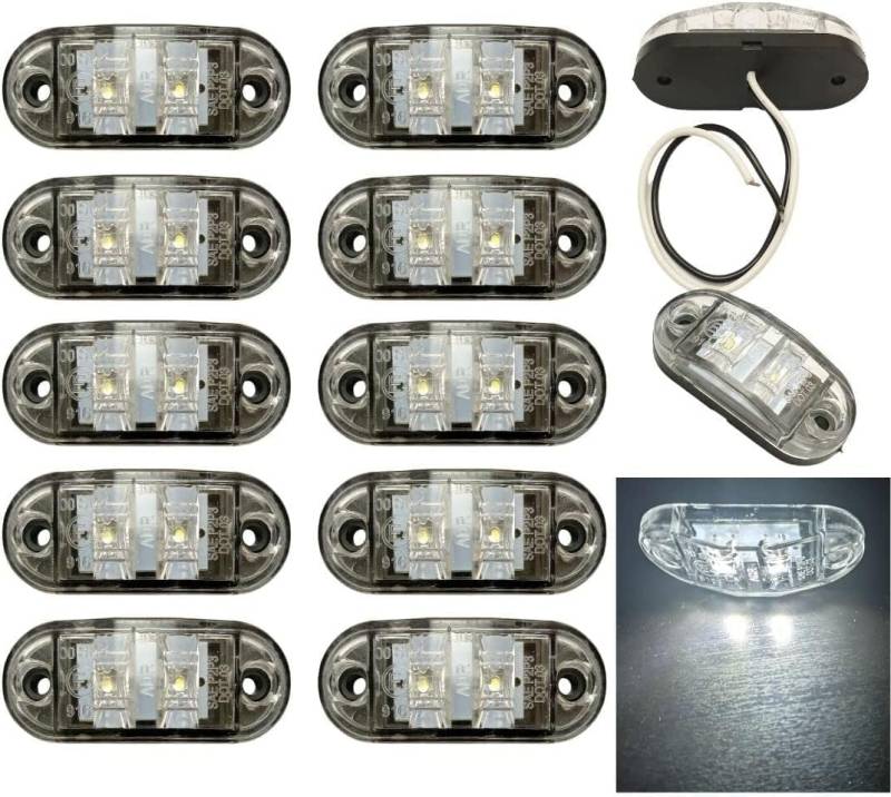 10 x LED Begrenzungsleuchten 24volt Positionsleuchten Anhänger LKW PKW Wohnwagen Wohnmobil Weiß Gelb E4 von Generic