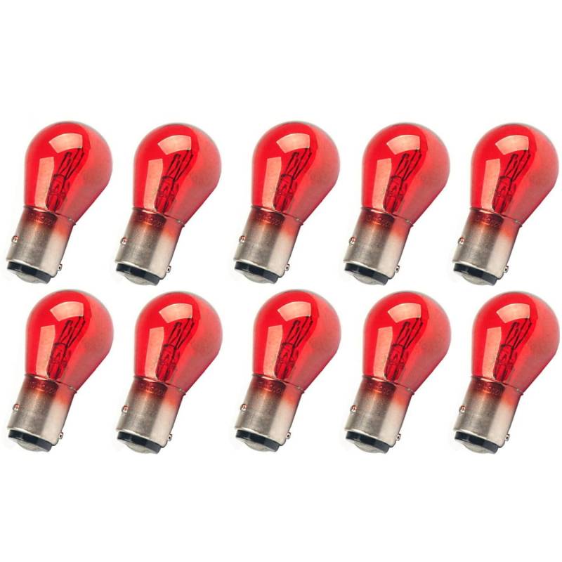 10x PR21/5W 12V BAW15d Original Jurmann Trade Rot langlebig Halogen Ersatz PKW Lampe von Generic