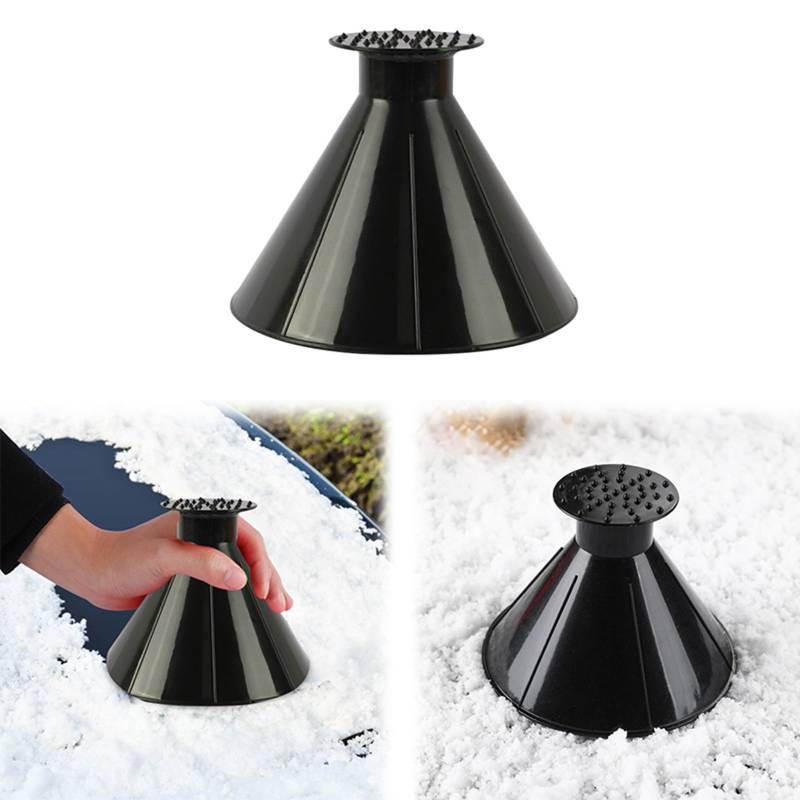 2 Stück Eiskratzer Auto Rund mit Trichter Runde 360 Grad Eiskratzer Kegel für Auto Fensterscheiben Magical Ice Removal Schnell Tool für Geeignet Auto SUV (Black) von Generic