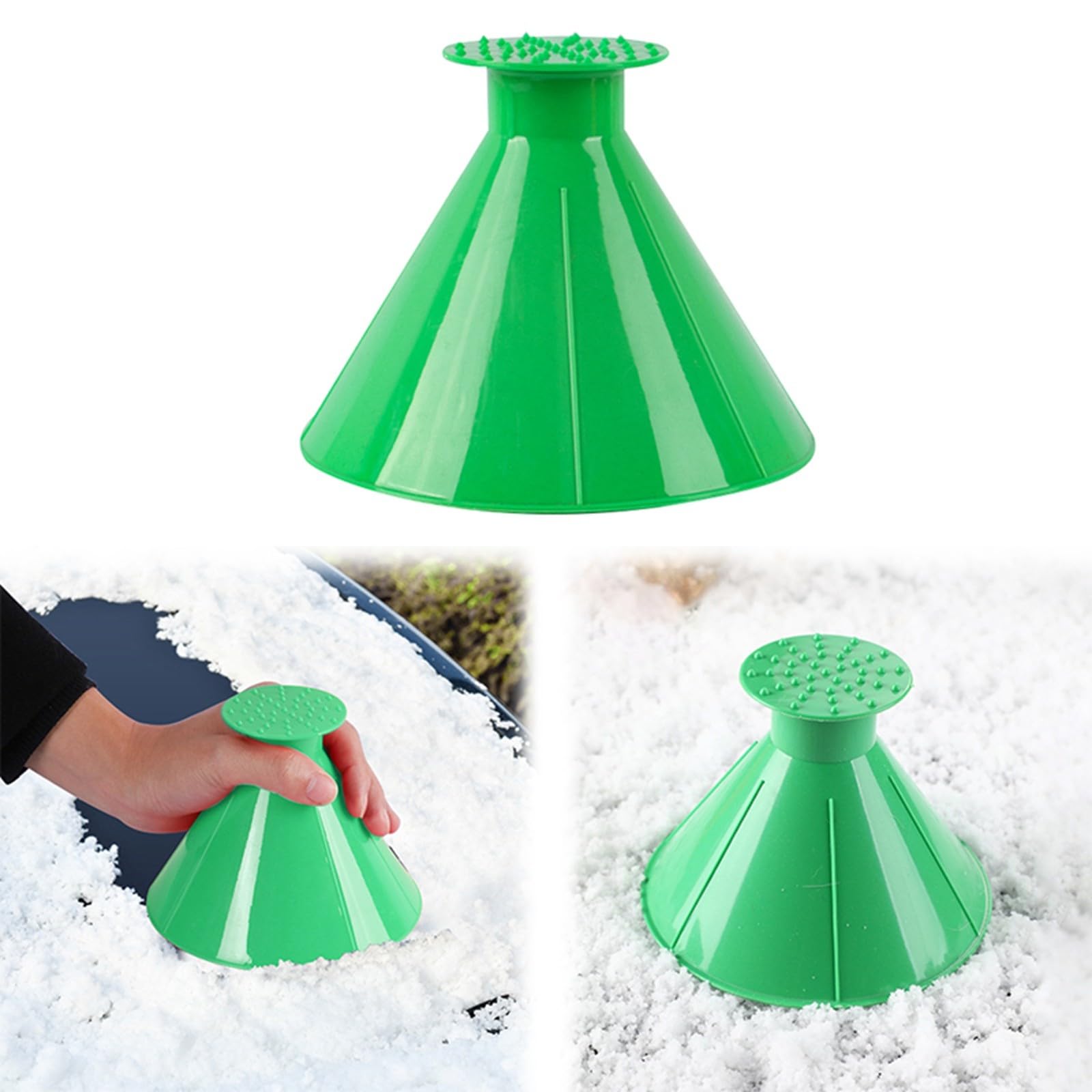 2 Stück Eiskratzer Auto Rund mit Trichter Runde 360 Grad Eiskratzer Kegel für Auto Fensterscheiben Magical Ice Removal Schnell Tool für Geeignet Auto SUV (Green) von Generic