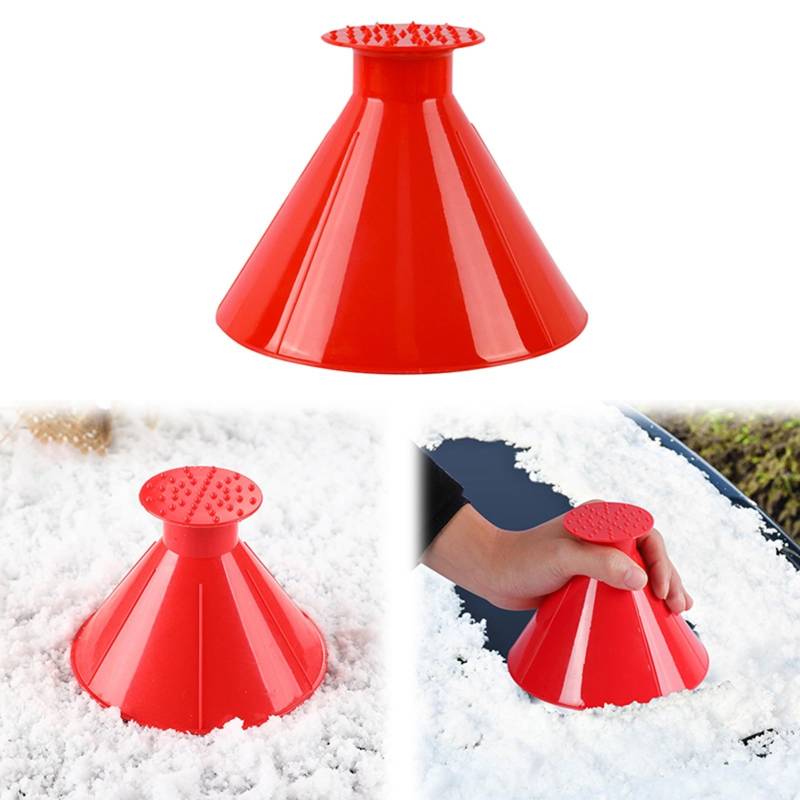 2 Stück Eiskratzer Auto Rund mit Trichter Runde 360 Grad Eiskratzer Kegel für Auto Fensterscheiben Magical Ice Removal Schnell Tool für Geeignet Auto SUV (Red) von Generic