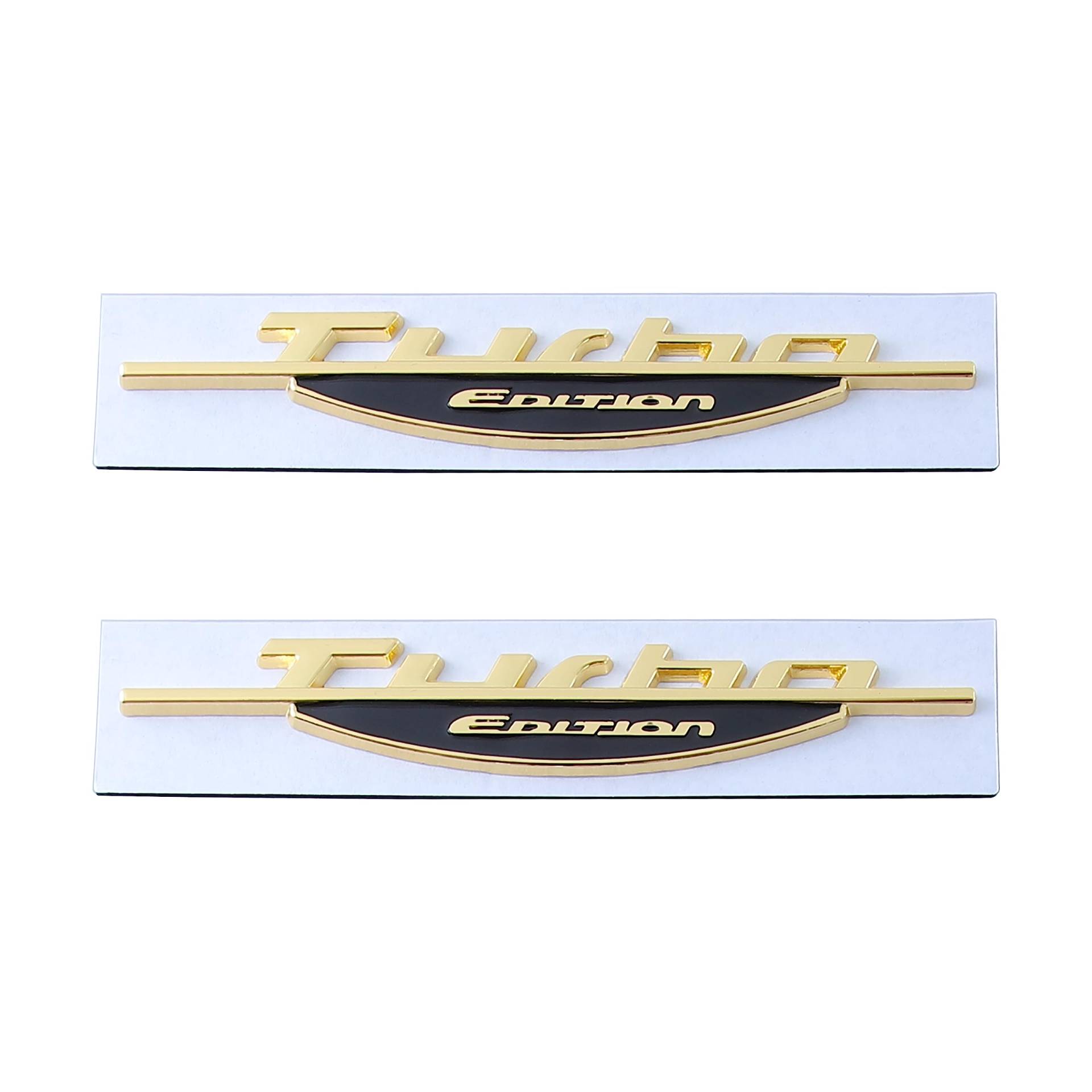 2 Stück Turbo Edition Emblem Autoabzeichen Aufkleber passend für universelle Autos (Gold) von Generic