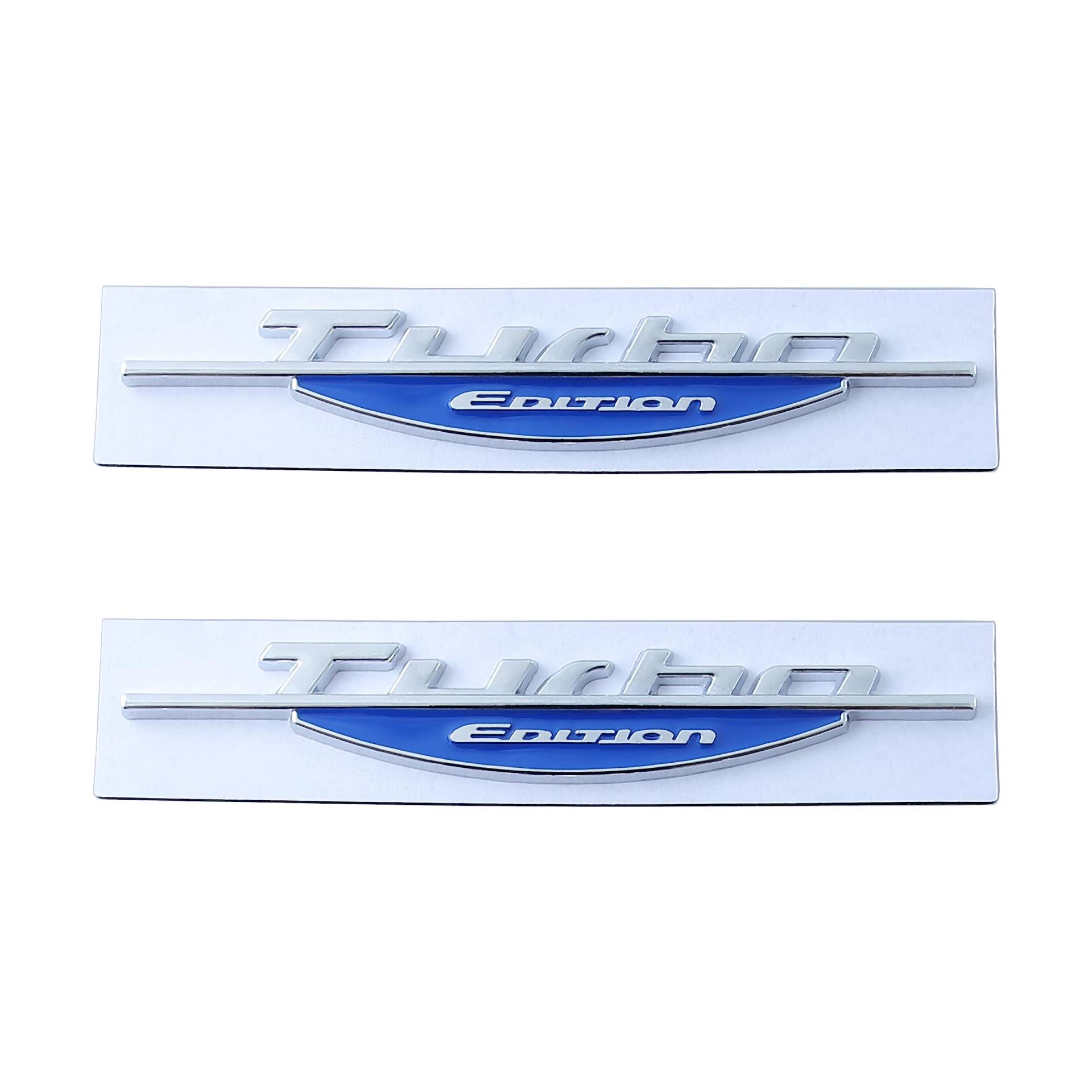 2 Stück Turbo Edition Emblem Autoabzeichen Aufkleber passend für universelle Autos (Silberblau) von Generic