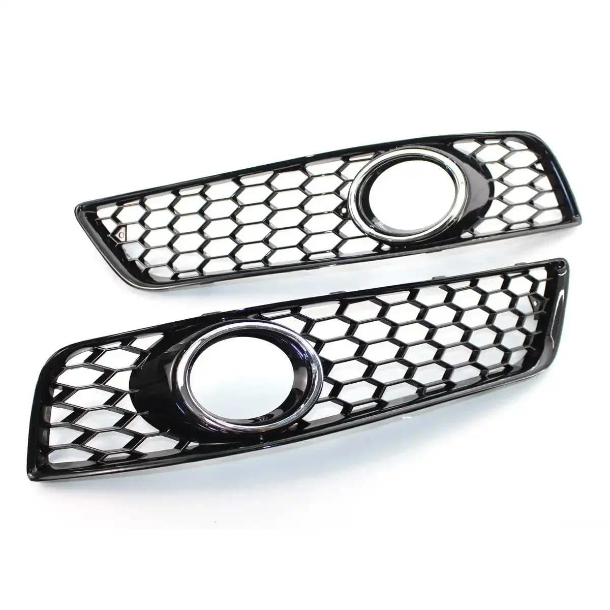 2 x Auto-Frontgrill mit Wabenmuster, kompatibel mit Audi A3 8P 2009–2013, Nebelscheinwerfer-Gitter-Abdeckung, Karosserie-Set, Autozubehör (Silber) von Generic