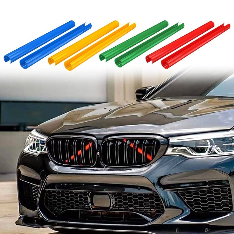 2 x Sport-Auto-Stoßstangen-Frontgrill-Verkleidungsstreifen, kompatibel mit BMW F30 F31 G20 G21 G28 G29, Auto-Dekorationen Aufkleber (2 x blau) von Generic