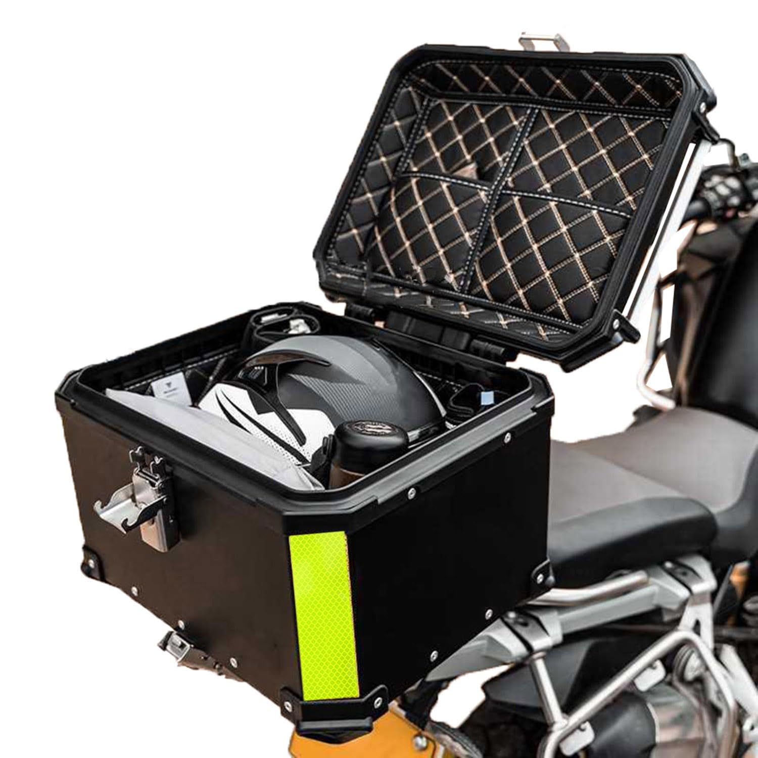 28L 36L 45L 55L 65L 80L 100L Motorradkoffer Top Case Aluminium Topcase Koffer Universal Motorrad Heckbox Gepäck,Helmkoffer Kofferraum Mit Sicherheitsschloss (Color : Black, Size : 80L) von Generic