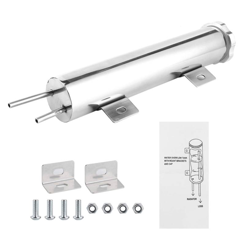 2x10 Zoll Überlauf Tank, Universal-Kühlmittel Behälter, Kühlmittel überlauf Tank, Dose Polierter Edelstahl-Kühlmittel Kühler 14oz Fit für Motor von Generic