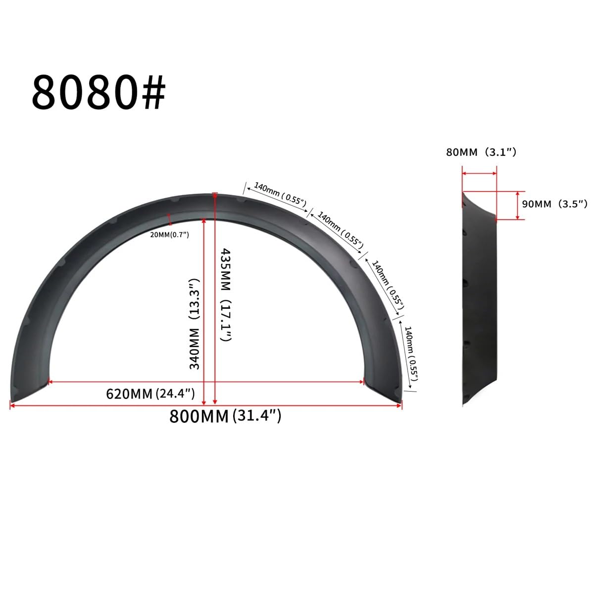 4 x flexible universelle Auto-breite Kotflügelverbreiterung, kompatibel mit BMW F32 F33 F36 E90 E92 E93 für Benz W205 W204 W203 (8080) von Generic