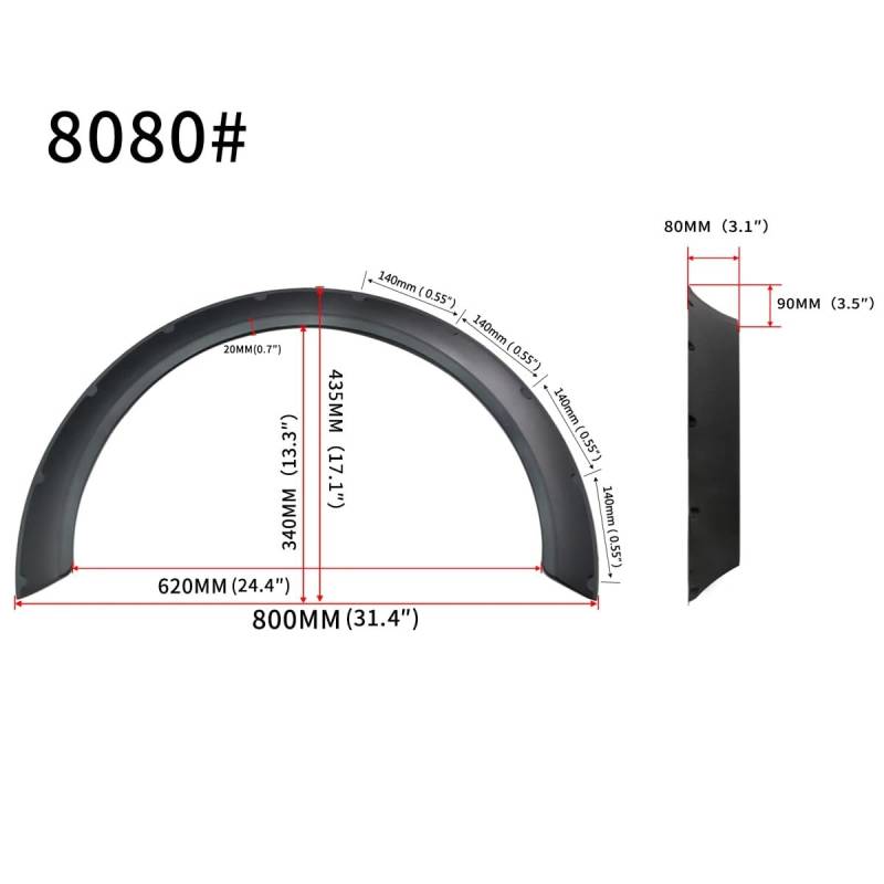 4 x flexible universelle Auto-breite Kotflügelverbreiterung, kompatibel mit BMW F32 F33 F36 E90 E92 E93 für Benz W205 W204 W203 (8080) von Generic