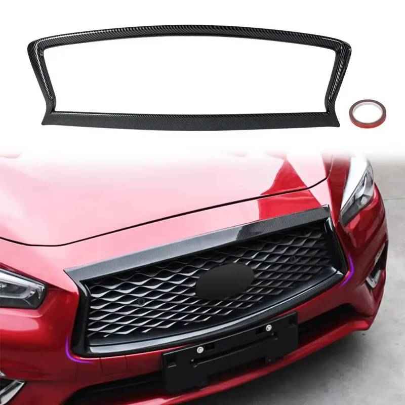 ABS Racing Frontgrill Verkleidung Abdeckungen Rahmen Overlay Styling Kompatibel mit Infiniti Q50 Q50S 2018 2019 2020 2021 Umrissleisten Zierleiste Autozubehör (glänzendes Schwarz) von Generic