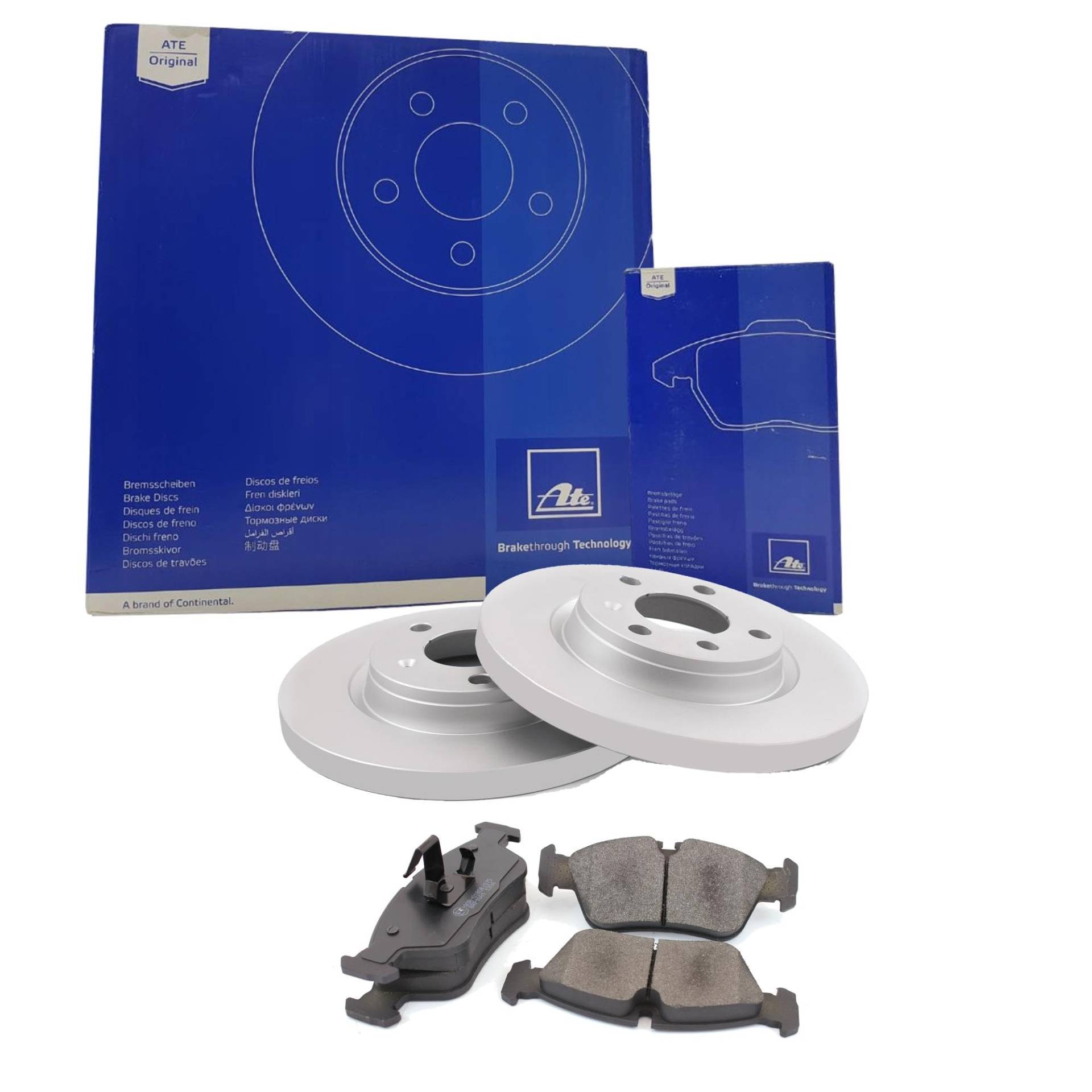 ATE Bremsen Set Bremsscheiben Scheibenbremsen Ø280 Voll beschichtet hinten + Bremsbeläge Bremsklötze für Kuga II C-Max Grand Transit Connect V408 Kasten Tourneo Connect/Grand von Generic