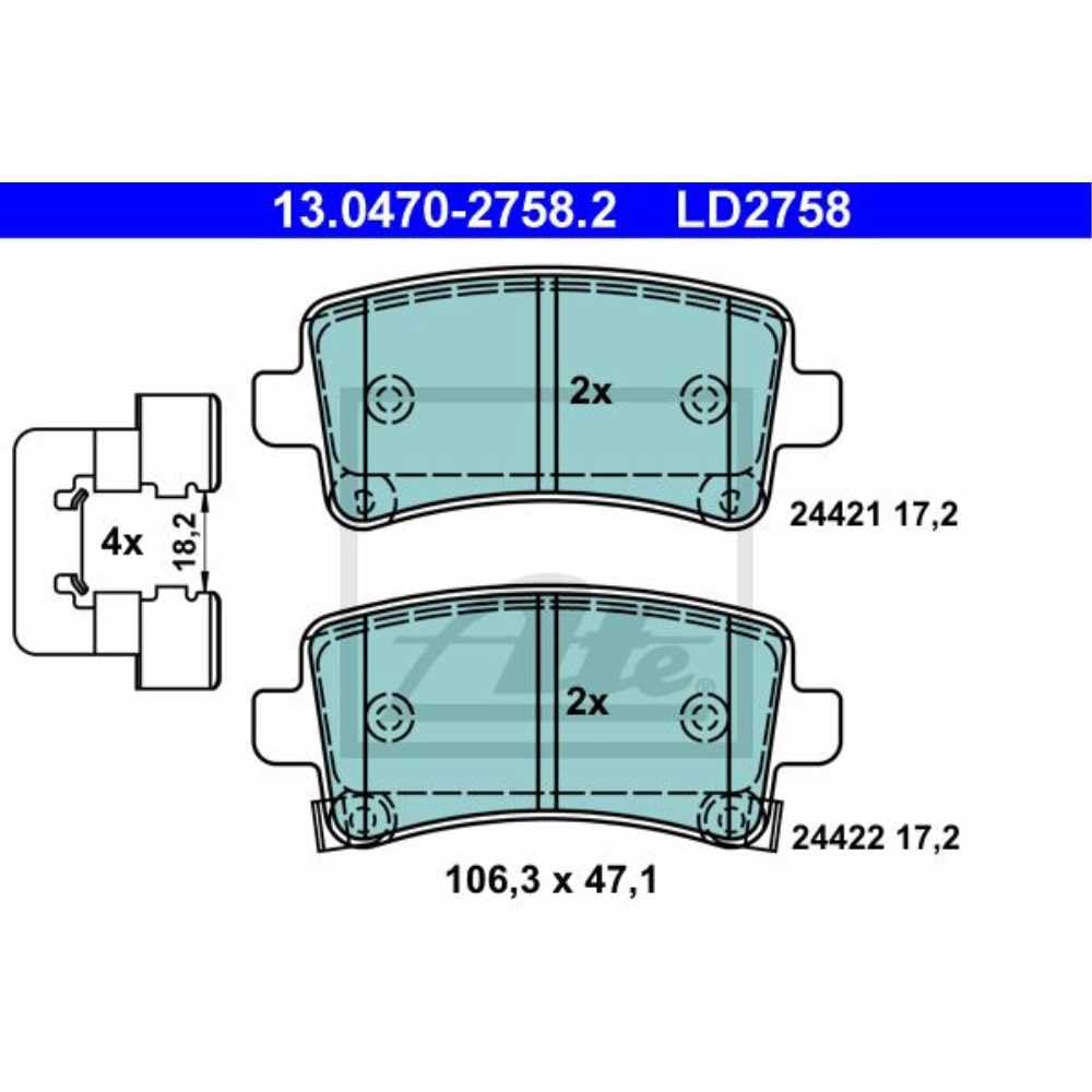 ATE Bremsen Set Bremsscheiben Scheibenbremsen Ø292 Voll beschichtet hinten + Bremsbeläge Bremsklötze für Insignia A Caravan von Generic