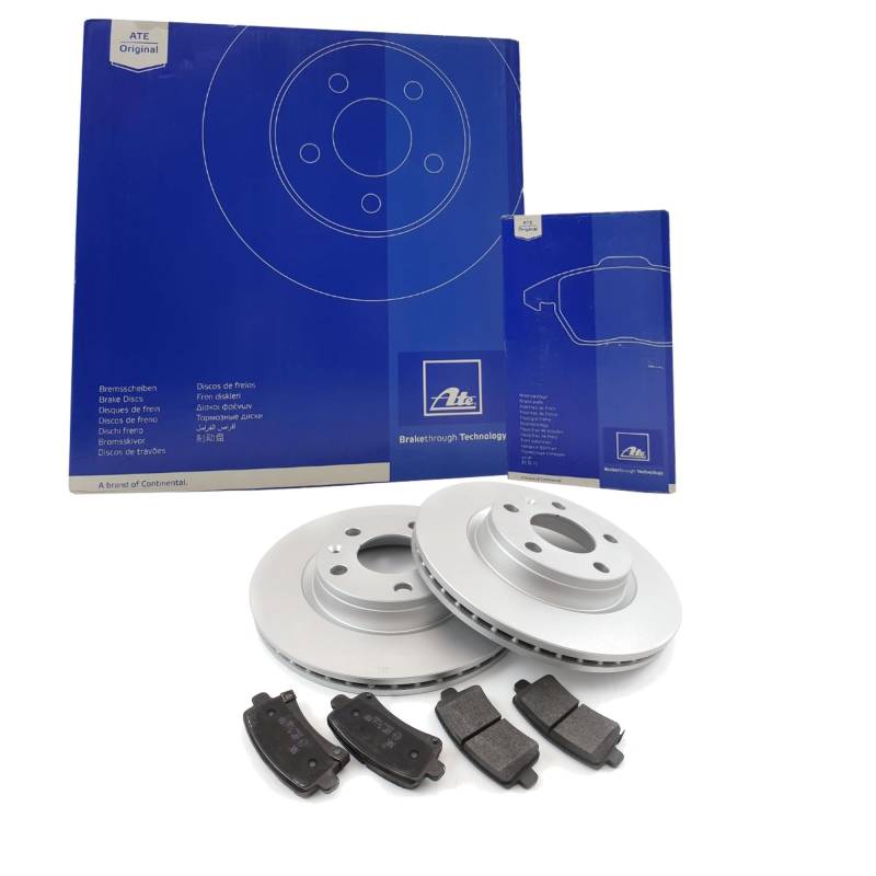 ATE Bremsen Set Bremsscheiben Scheibenbremsen Ø300 belüftet beschichtet vorne + Bremsbeläge Bremsklötze für Kuga II Focus III Turnier C-Max Grand Transit Connect V408 Kasten Tourneo Connect/Grand von Generic