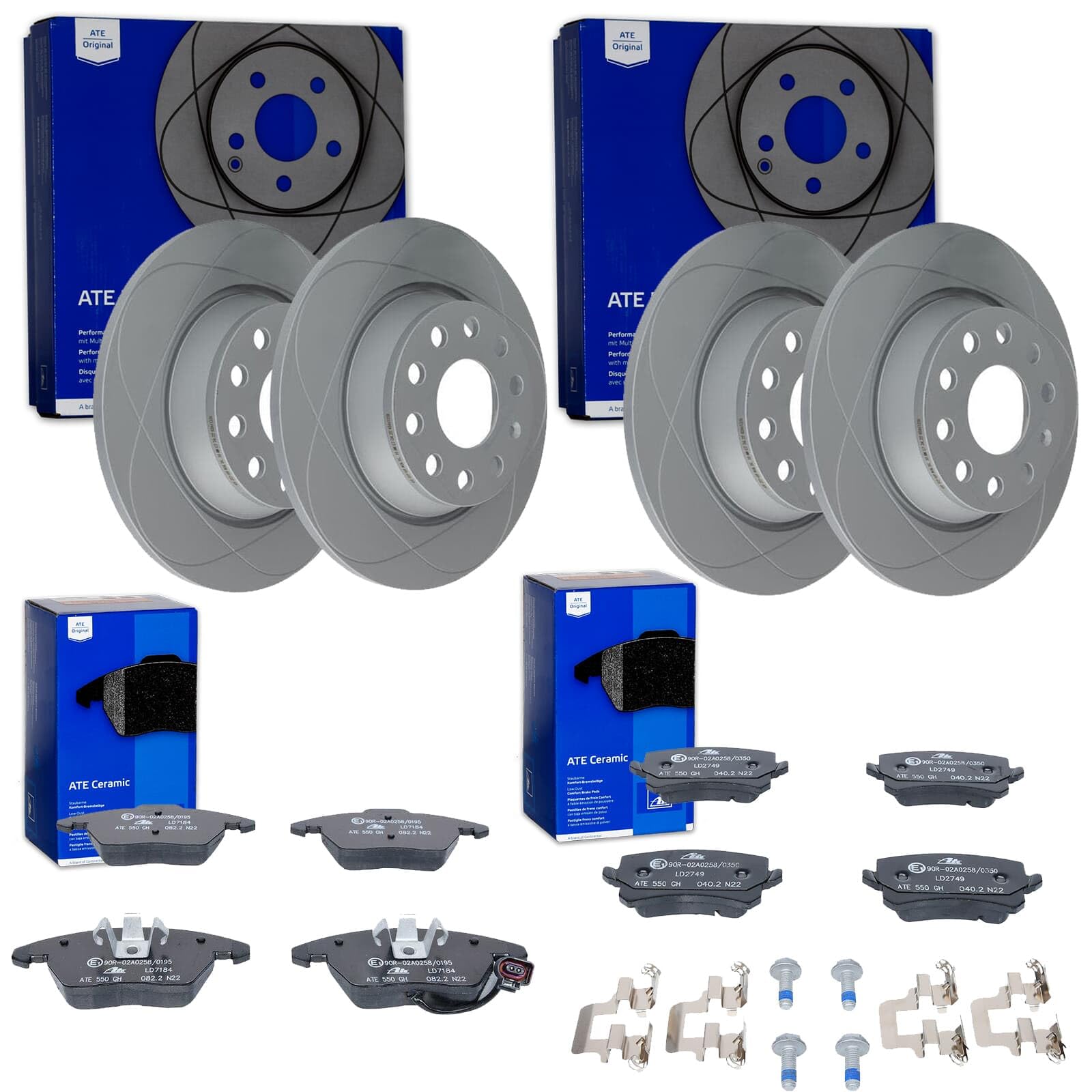 ATE PowerDisc Bremsscheiben + Beläge vorne + hinten passend für Passat 3C B6 B7 von Generic