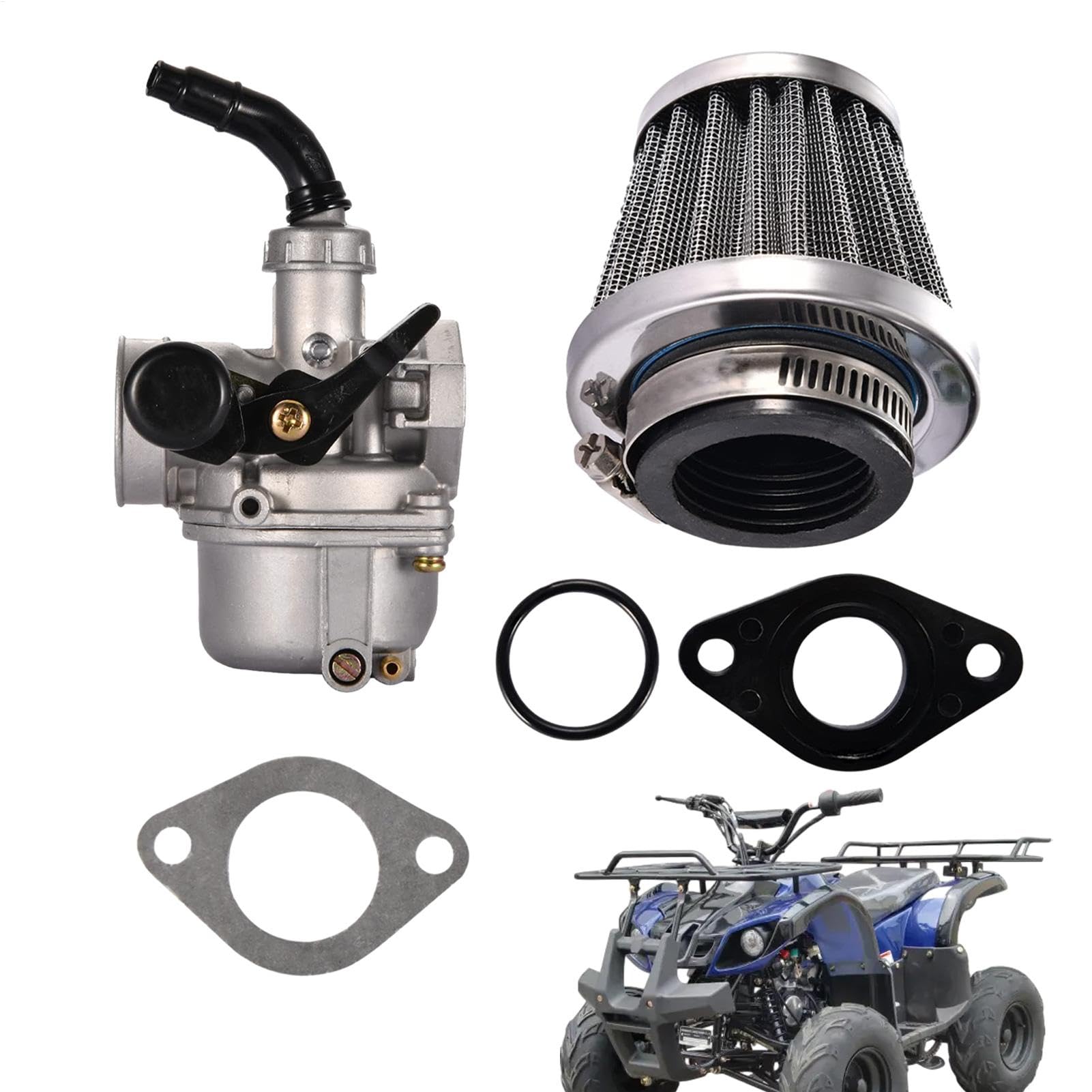 ATV-Luftfilter, Lufteinlassfilter | PZ19 Vergaser-Kaltluftfilter,70CC 90CC 110Cc, konische Kurbelgehäuseentlüftung, Motorluftfilter für ATV Scooter Moped von Generic