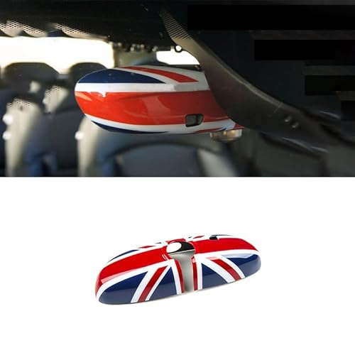 Abdeckung für Mini-Cooper-Zubehör, Dekoration, ABS-Innenspiegel-Abdeckung, für F-Serie 2014–2024 (Union Jack R, mit Sensorloch) von Generic