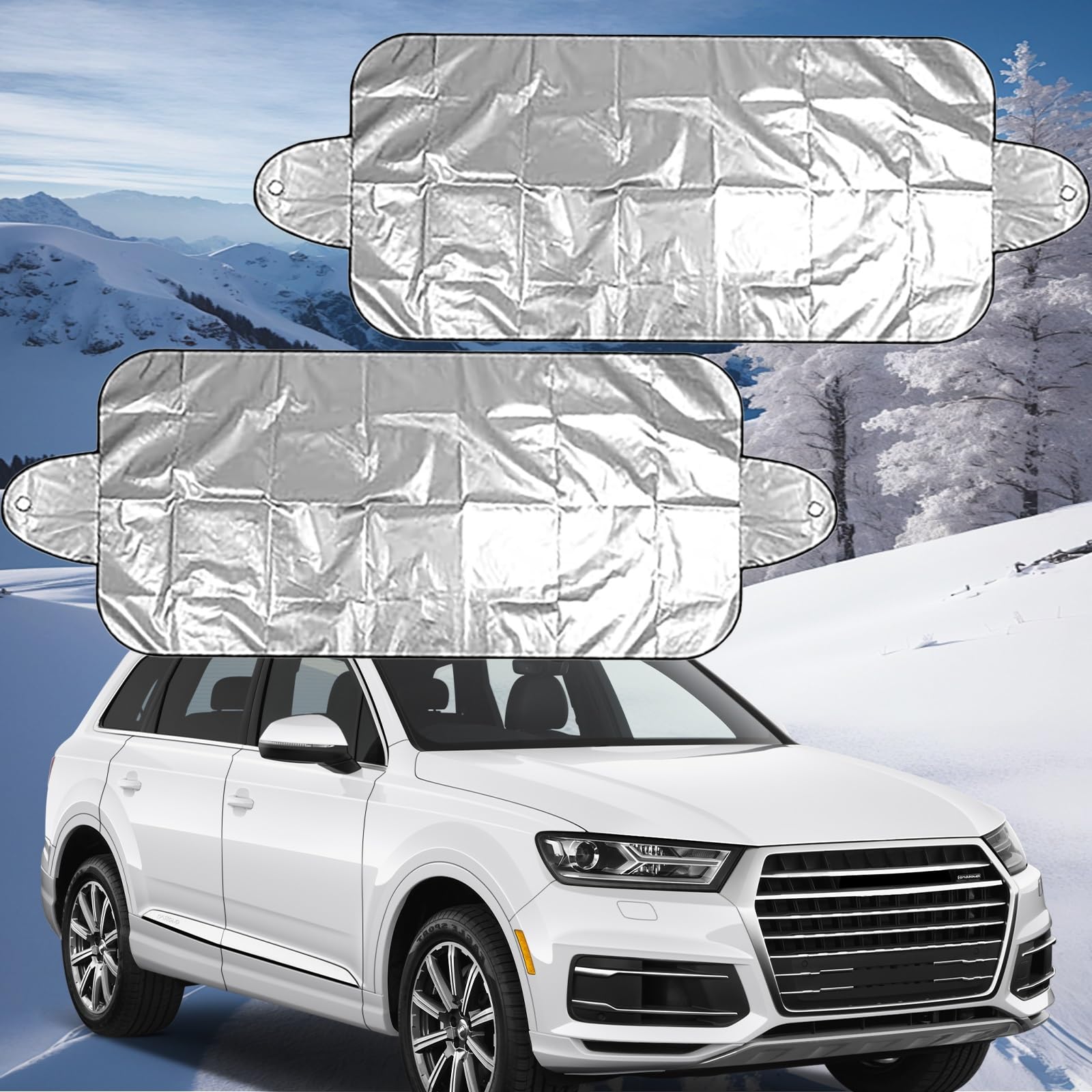 All Seasons Sunshade Ice Cover 2025 Neu, 360 Allwetter-Sonnenschutz-Eisabdeckung, Weatherforce Allwetter-Sonnenschutz-Eisabdeckung 2er-Pack, reversibler Windschutzscheibenschutz for Eis und Schnee(2pc von Generic