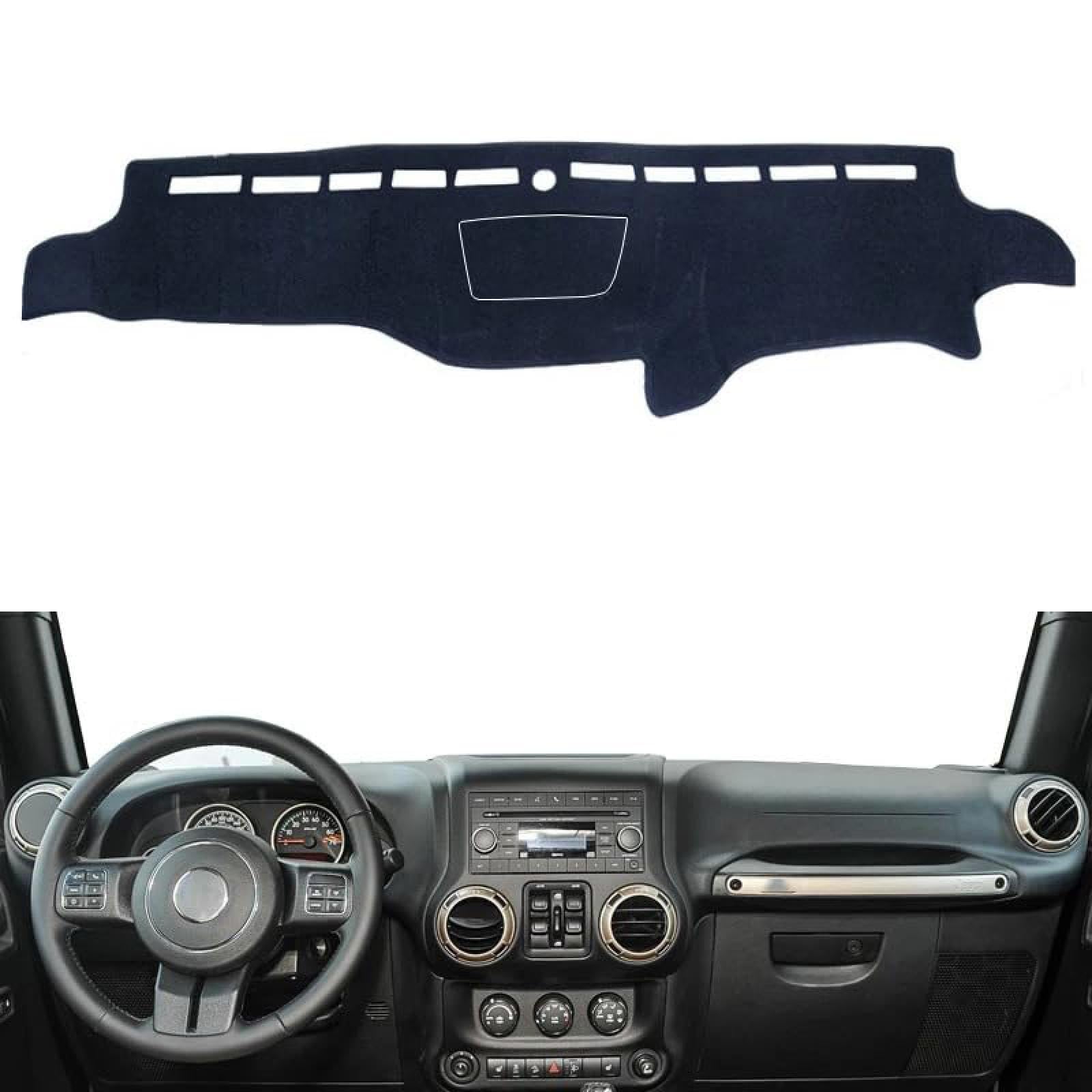 Armaturenbrett-Abdeckung für Wrangler 2007-2017 JK Auto Dashboard Abdeckung Pad Center Console Dash Matte Anti-Sonne Schutz Pad von Generic