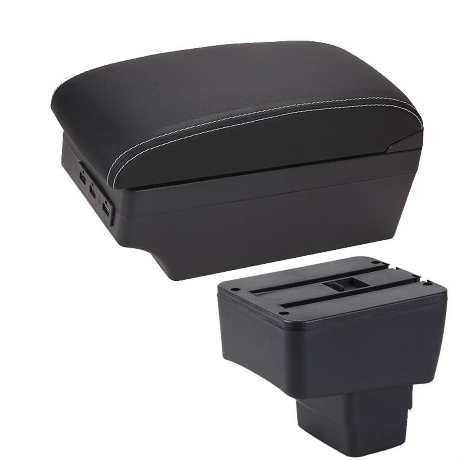 Armlehnenbox Armlehnen-Nachrüstung, für Mazda 2/CX3 2018 2019 2020, Auto-Armlehnen-Aufbewahrungsbox, USB-Auto-Armlehnen-Aufbewahrungsbox, Zubehör(A3 Black white 7USB) von Generic