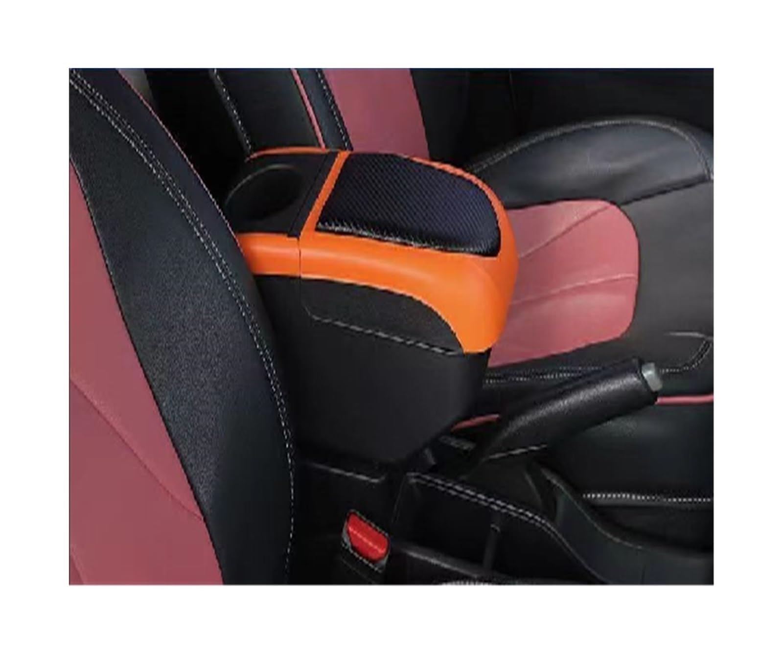 Armlehnenbox Auto Armlehne Box Frühling Elektrische Armlehne für Mit USB Getränkehalter Zubehör Feder Armlehne Box für Renault KZE(Black-orange) von Generic