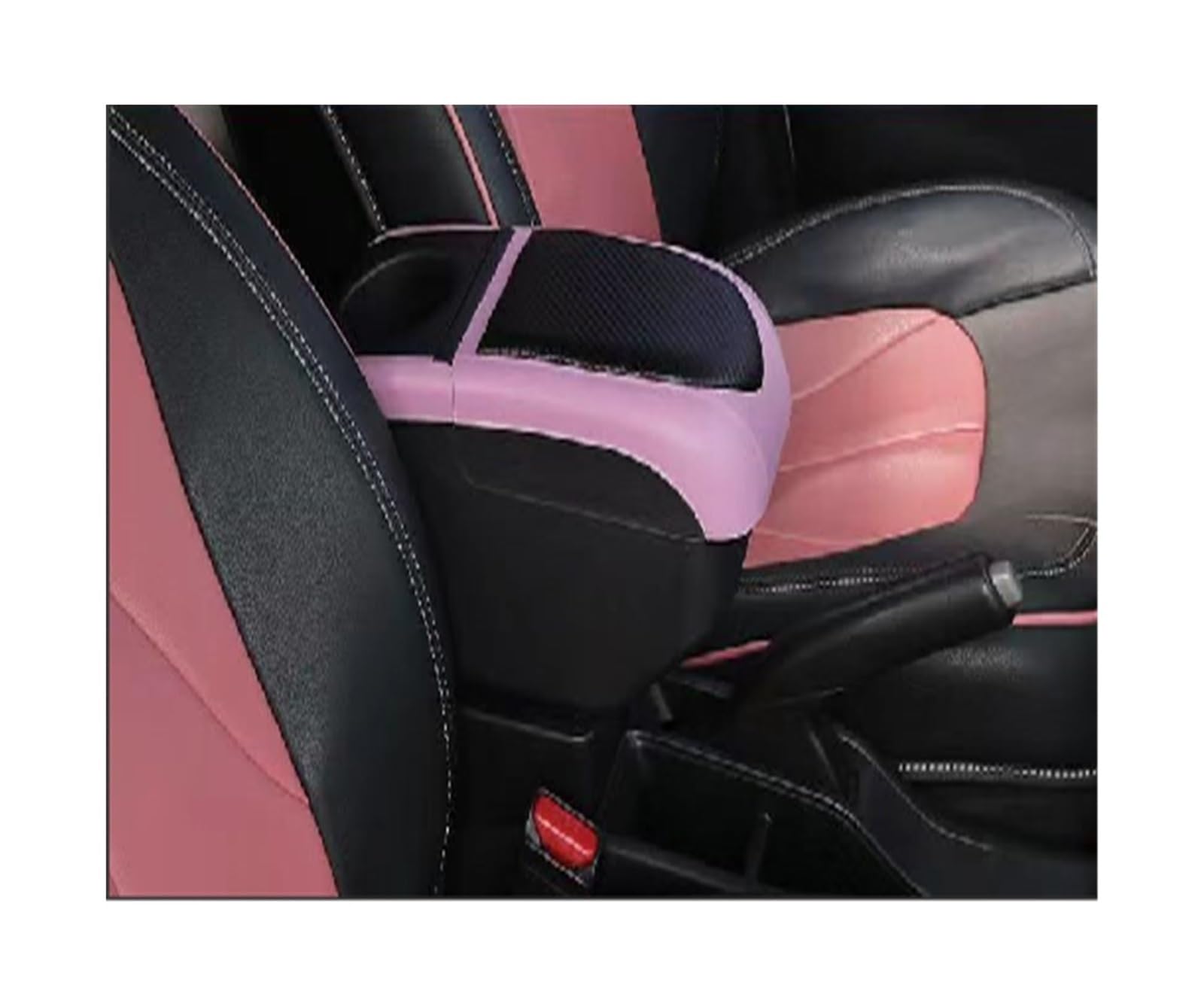 Armlehnenbox Für Renault KZE Auto Armlehne Box Frühling Elektrische Armlehne Für Mit USB Getränkehalter Zubehör Frühling Armlehne Box(Black-pink) von Generic