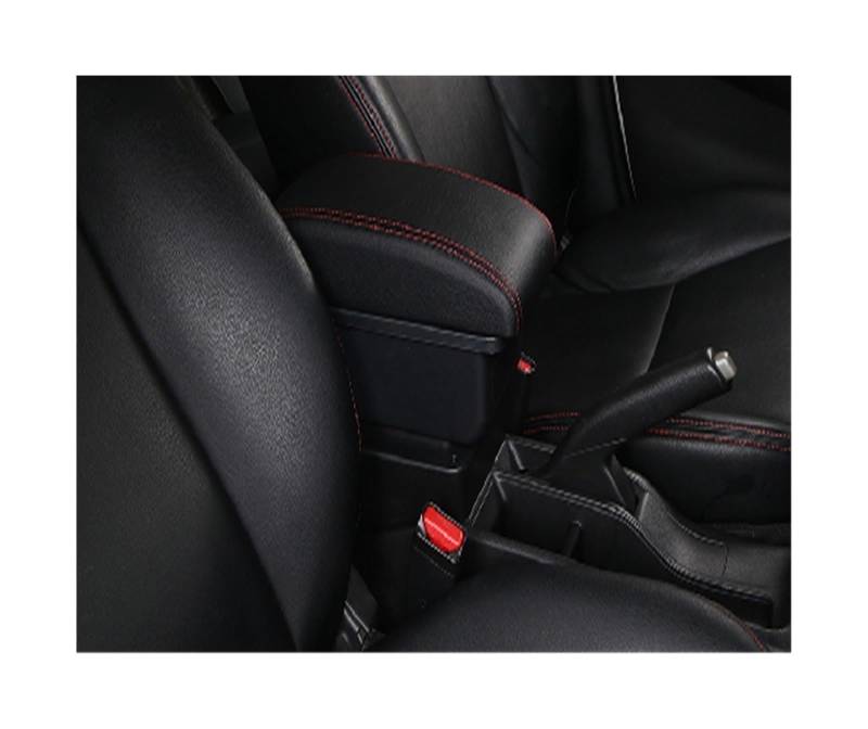 Armlehnenbox Für Suzuki Ignis 2005-2022 Armlehnenbox Für mit multifunktionaler Unterstützung, PU-weichem Kissen, Innenausstattung, Nachrüstteile, USB(A1 Black red NO USB) von Generic